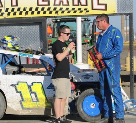 Racer Dan Myrick wins 25-lap Central Valley Mini Stock finale at Lemoore Raceway Zach Forster being interviewed by JJ Cox after Forster's mod lite victory Sunday at the Lemoore Raceway.